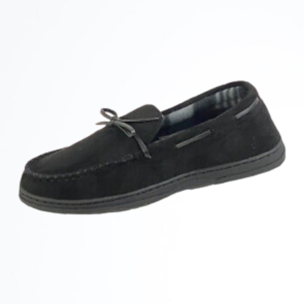 Gold Toe Men's Carter Faux Suede Slip On Moccasin Black Slippers Sz Medium (8-9)